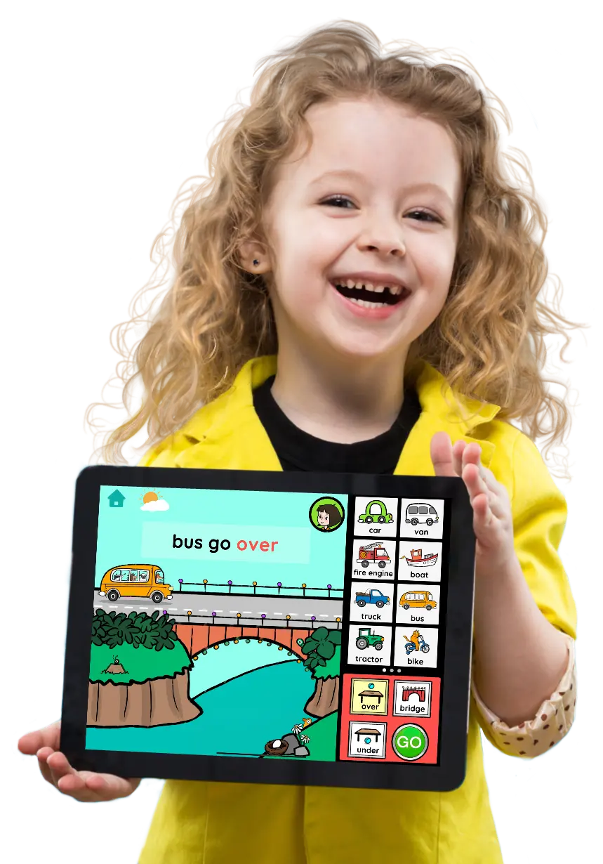Girl showing Kea Kids app on iPad